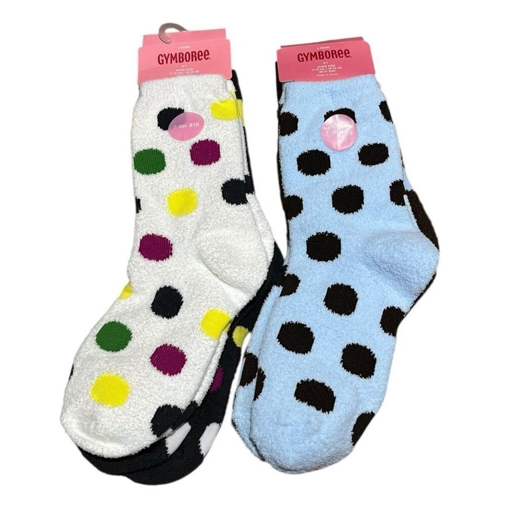 Gymboree size 5 7 Yrs 4 Pair Polka Dot Knee High Socks Teddy Bear Soft NWT